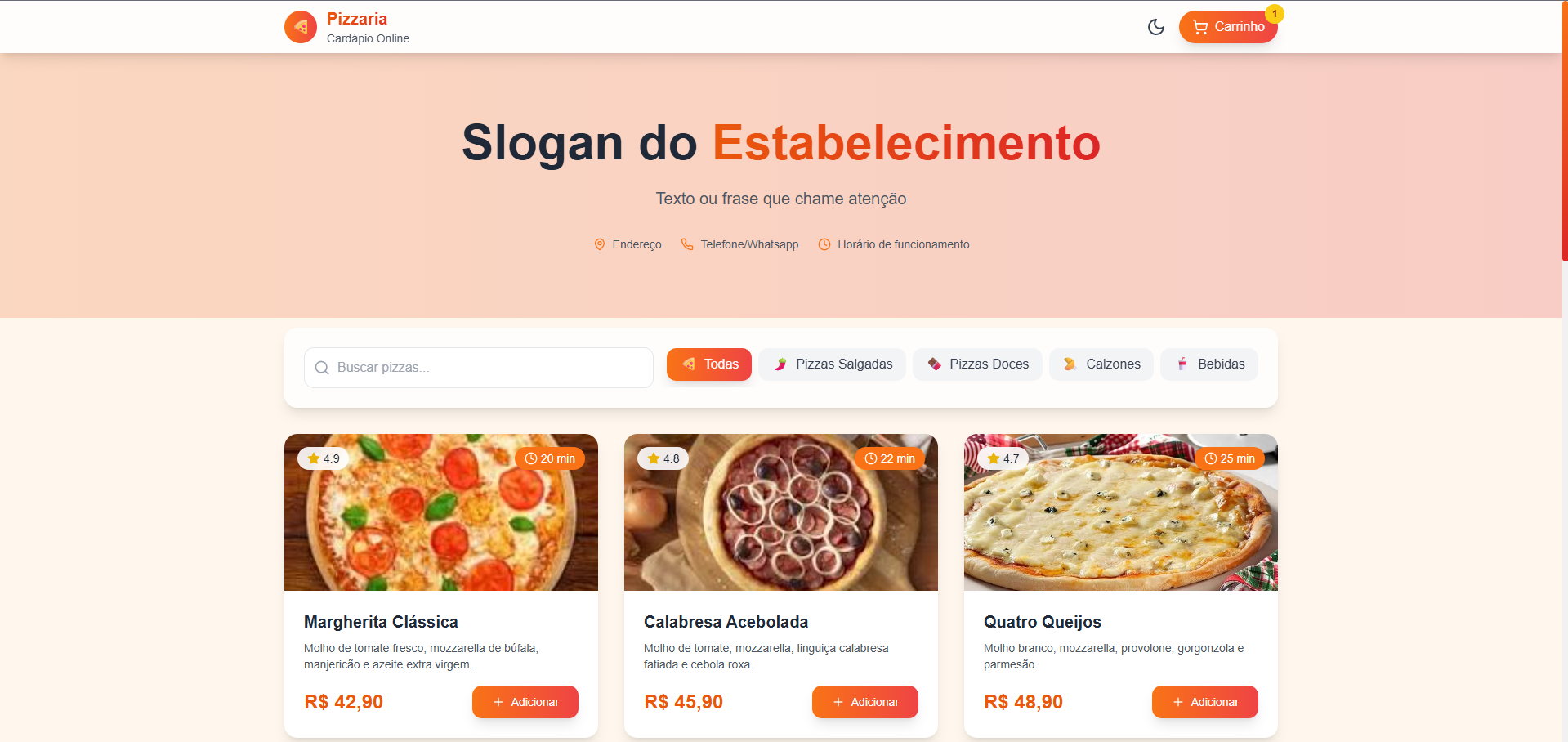 Projeto de Cardápio Digital em PHP com envio para WhatsApp